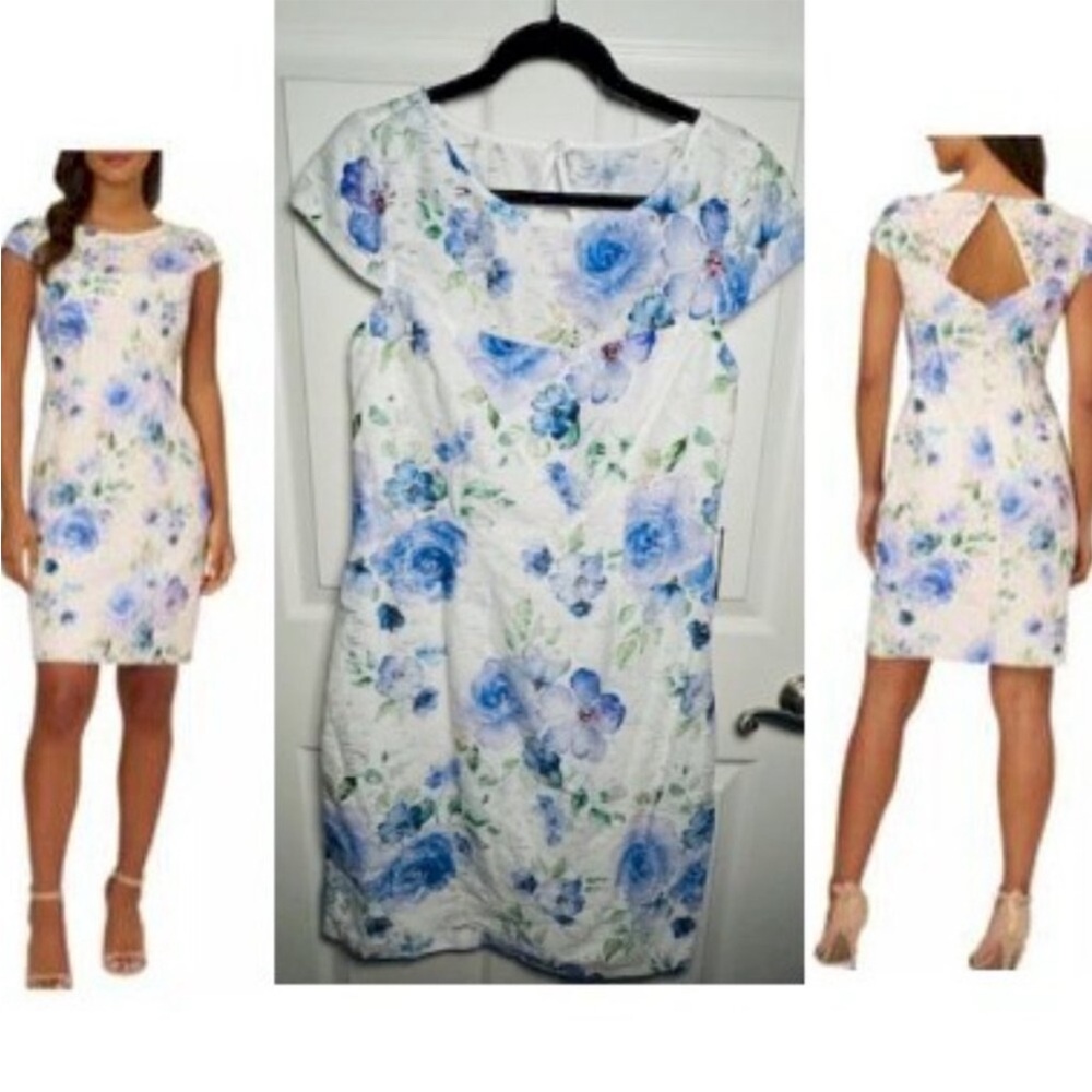 🩵PRICE FIRM🩵 Adrianna Papell Womens Floral Knee Length Sheath Dress Size 12